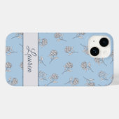 Timeless Botanical Bloom Soft Blue Monogram  Case-Mate iPhone Hülle (Rückseite (Horizontal))