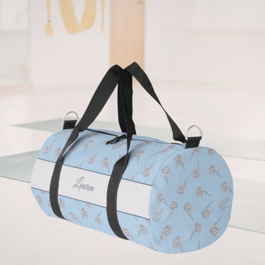 Timeless Botanical Bloom Soft Blue Monogram  Duffle Bag