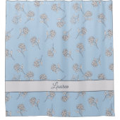 Timeless Botanical Bloom Soft Blue Monogram  Duschvorhang (Vorderseite)