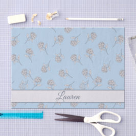 Timeless Botanical Bloom Soft Blue Monogram  Seidenpapier