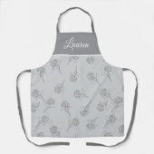 Timeless Botanical Bloom Soft Grey Monogram Schürze (Vorderseite)