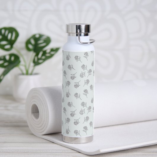 Timeless Botanical Bloom Soft Grey Trinkflasche (Yoga (gedreht))