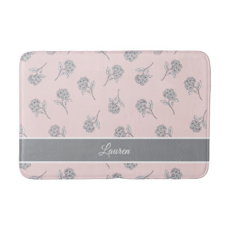 Timeless Botanical Bloom Soft Pink Monogram Bath Badematte