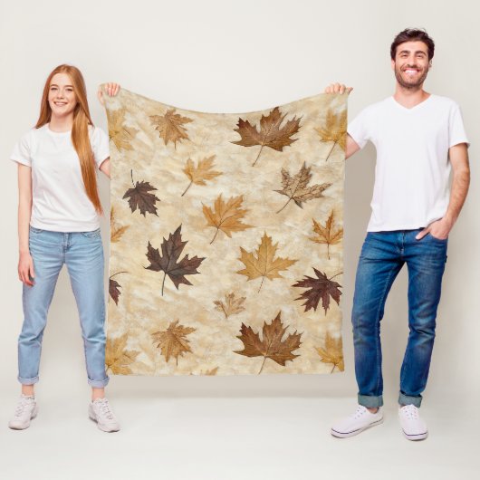 Timeless Botanical Harmony – Leaf in Warm Neutrals Fleecedecke (Beispiel)