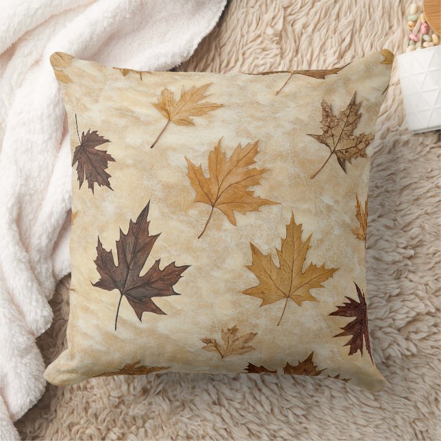 Timeless Botanical Harmony – Leaf in Warm Neutrals Kissen (Decke)