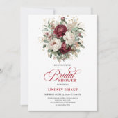 Timeless Burgundy Flowers Bridal Shower Invitation Einladung (Vorderseite)