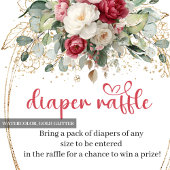 Timeless Burgundy Gold Floral Diaper Raffle Begleitkarte