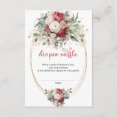 Timeless Burgundy Gold Floral Diaper Raffle Begleitkarte (Vorderseite)