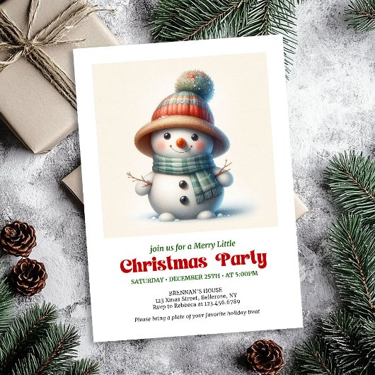 Timeless cartoon snowman invite festive printable einladung