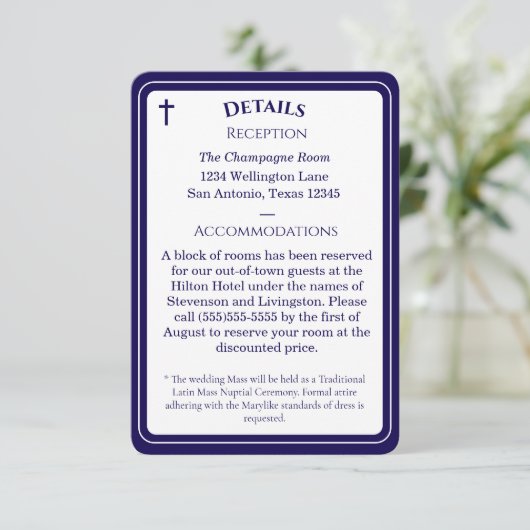 Timeless Catholic Monogrammed Enclosure Card Begleitkarte (Stehend Vorderseite)