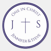 Timeless Catholic Monogrammed Runder Aufkleber (Vorderseite)