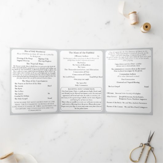 Timeless Catholic Monogrammed Trifold Program Dreifach-gefaltete Programmkarte (Innenseite)