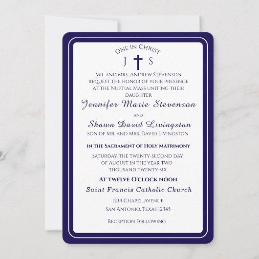 Timeless Catholic Monogrammed Wedding Invitation Einladung