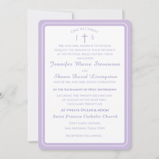 Timeless Catholic Monogrammed Wedding Invitation Einladung (Vorderseite)
