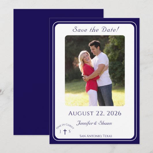 Timeless Catholic Monogrammed Wedding  Save The Date (Vorne/Hinten)