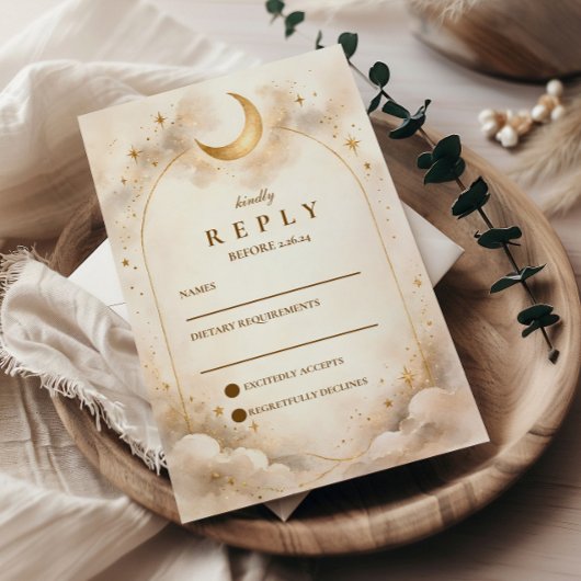 Timeless Celestial Romance Wedding RSVP Karte