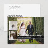 Timeless Chic Three Foto Wedding Danke Postkarte (Vorne/Hinten)