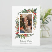 Timeless Christmas Poinsettia Photo Wedding Einladung (Stehend Vorderseite)