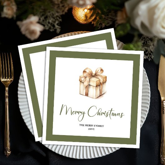 Timeless Christmas Present Custom Family Napkins @ Serviette