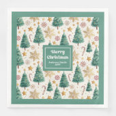 Timeless Christmas Trees Earthy Holiday Napkins Serviette (Vorderseite)