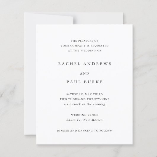 Timeless Classic Formal Wedding Invitation (Vorderseite)