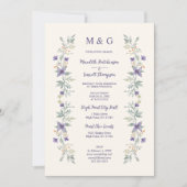 Timeless Classic Purple Flowers Branches Wedding Einladung (Vorderseite)