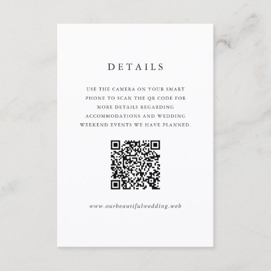 Timeless Classic QR Code Formal Wedding Begleitkarte (Vorderseite)