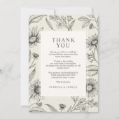 Timeless Daisy Wildblume Wedding Dankeskarte (Vorderseite)