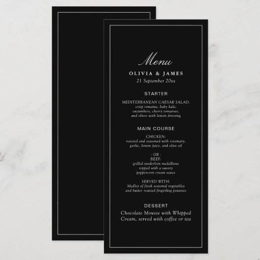 Timeless Dark Black Modern Minimalist Wedding (Vorne/Hinten)
