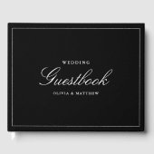 Timeless Dark Black Modern Minimalist Wedding Gästebuch (Vorderseite)