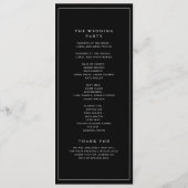 Timeless Dark Black Modern Minimalist Wedding Programm (Rückseite)