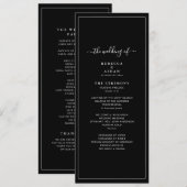 Timeless Dark Black Modern Minimalist Wedding Programm (Vorne/Hinten)