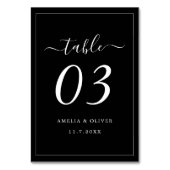 Timeless Dark Black Modern Minimalist Wedding  Tischnummer (Rückseite)