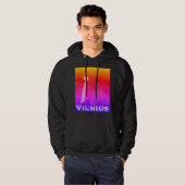 Timeless Design: Vilnius TV Tower's Neon Glow Hoodie (Vorne ganz)