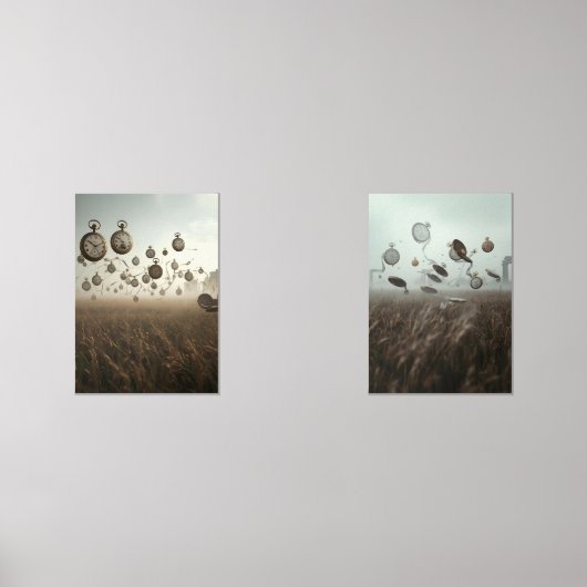 Timeless Drift – Surreal Pocket Watch Art Print Bilderwand Sets (Vorderseite)