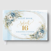 Timeless Dusty Blue Gold Greenery Sweet Sixteen  Gästebuch (Vorderseite)