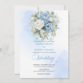 Timeless Dusty Blue White Floral Download Invites Einladung (Vorderseite)