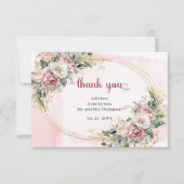 Timeless Dusty Pink Floral Greenery Wedding Thank Dankeskarte (Vorderseite)