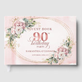 Timeless Dusty Pink Gold Greenery 90th Birthday Gästebuch (Vorderseite)