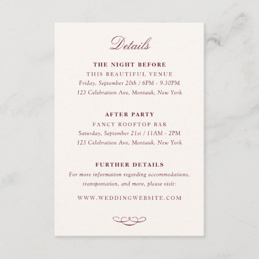 Timeless Elegance Wedding Begleitkarte (Vorderseite)