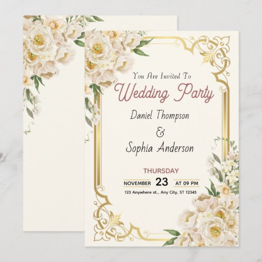 Timeless Elegance Wedding Invitation Einladung (Vorne/Hinten)