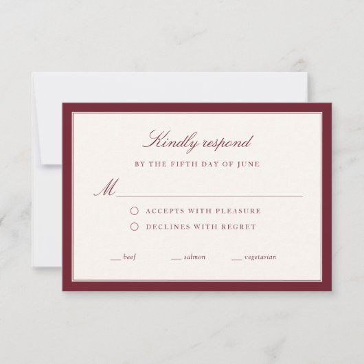 Timeless Elegance Wedding RSVP Karte (Vorderseite)
