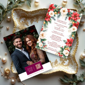 Timeless Elegant Christmas Wedding Wreath Photo Einladung