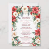 Timeless Elegant Christmas Wedding Wreath Photo Einladung (Vorderseite)