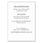Timeless Elegant White Wedding Detail Cards Tischnummer (Rückseite)