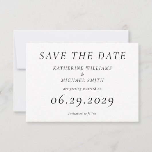 Timeless Elegant White Wedding Save The Date Card (Rückseite)