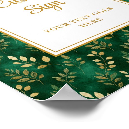 Timeless Emerald Green Gold Eucalyptus Wedding Poster (Ecke)