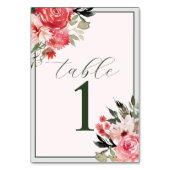 Timeless Floral Blush Red Wedding Tischnummer (Rückseite)