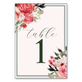 Timeless Floral Blush Red Wedding Tischnummer (Vorderseite)