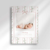 Timeless Floral Bow Photo Birth Announcement Ankündigung